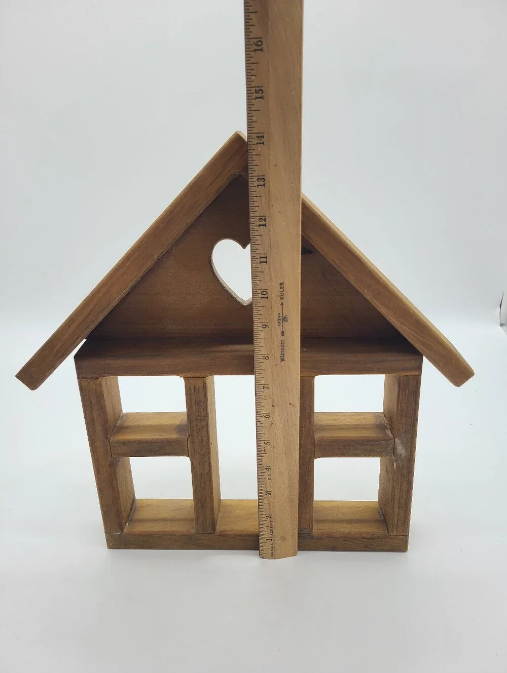 Vintage Cottagecore Wood House Wall Shelf Heart Primitive Farmhouse Decor